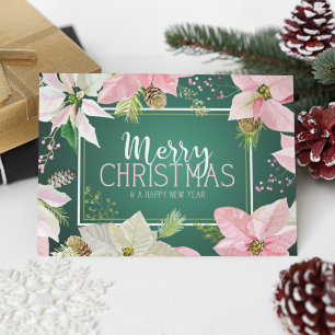 Invitation Ajouter votre photo   Aquarelle de Noël Poinsettia