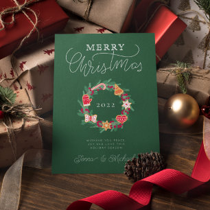 Invitation AJOUTER VOTRE PHOTO   Joyeuse couronne de Noël