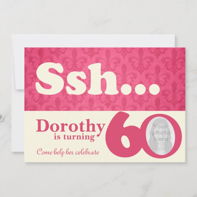 Invitation Ajouter votre photo ssh surprise 60e anniversaire  (Devant)