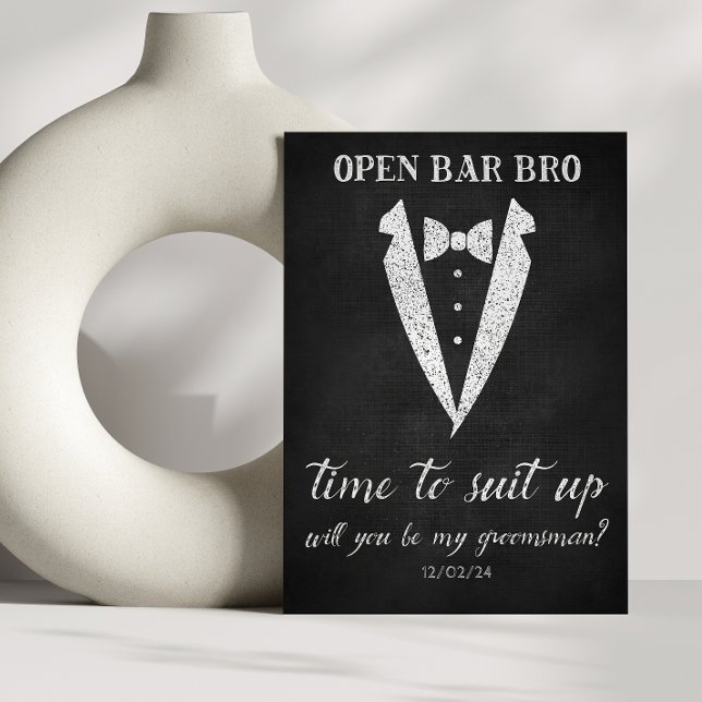 Invitation Ajuster à barre ouverte Groomsman Proposition Card (Créateur téléchargé)