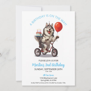 Invitation Alaskan Malamute Bike avec gâteau 2e fête d'annive