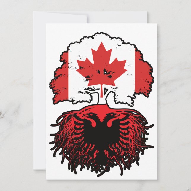 Invitation Albanie Drapeau des racines canadiennes de l'arbre (Devant)