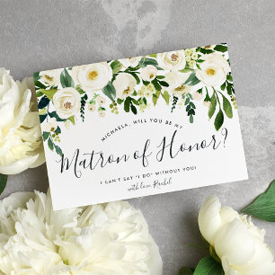 Invitation Albâtre Floral Be My Matron of Honor Card