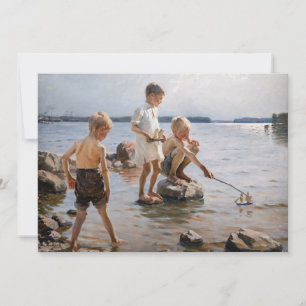 Invitation Albert Edelfeue - Les garçons jouent sur le rivage