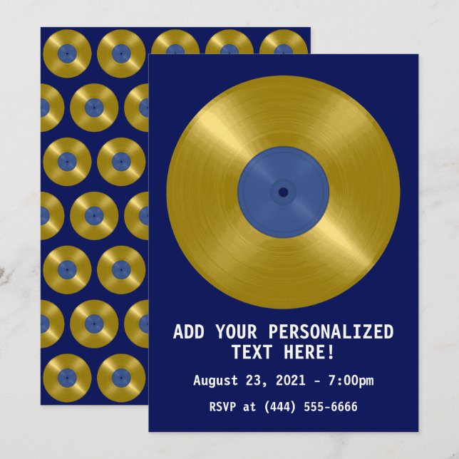 Invitation Album Gold Vinyl Record (Devant / Derrière)