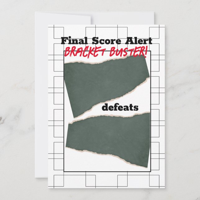 Invitation Alerte de note finale du tableau de bord Tourney (Dos)