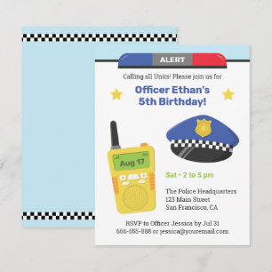 Invitation Alerte Talkie-Walkie Enfants Police Fête d'anniver