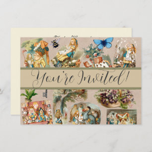 Invitation Alice à Wonderland Cheshire Cat Characters