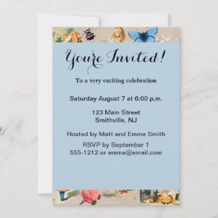 Invitation Alice à Wonderland Cheshire Cat Characters