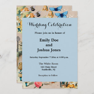 Invitation Alice à Wonderland Cheshire Cat Characters
