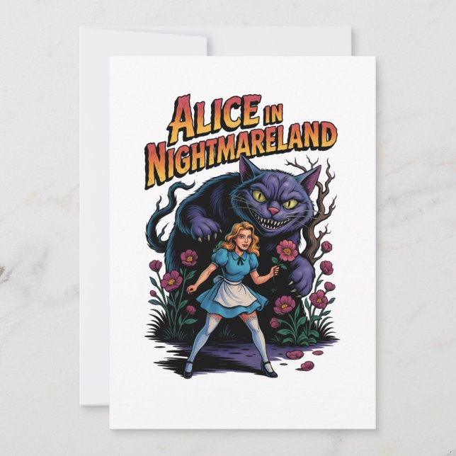 Invitation Alice au pays des cauchemars – Dessin animé sombre (Devant)