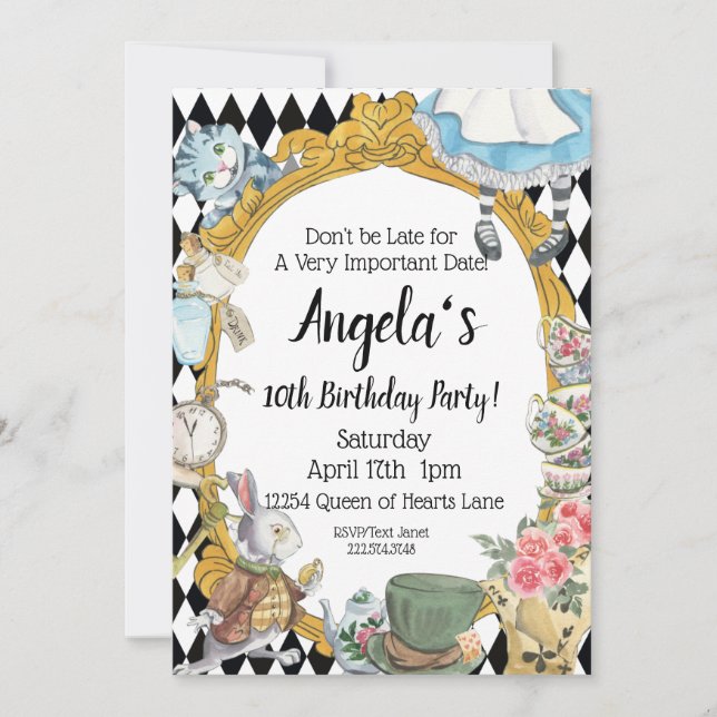Invitation Alice au pays des merveilles (Devant)