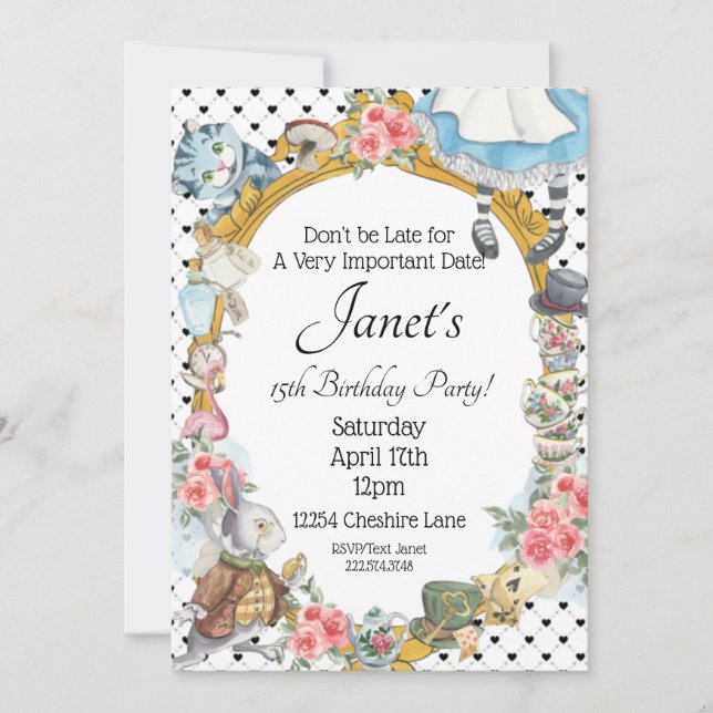 Invitation Alice au pays des merveilles (Devant)
