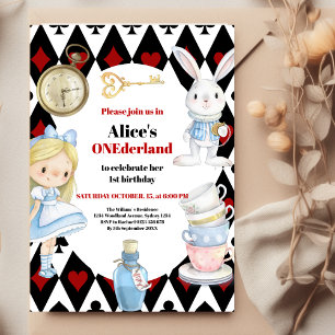 Invitation Alice au pays des merveilles 1er anniversaire de l