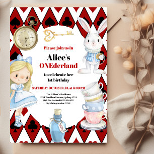 Invitation Alice au pays des merveilles 1er anniversaire de l