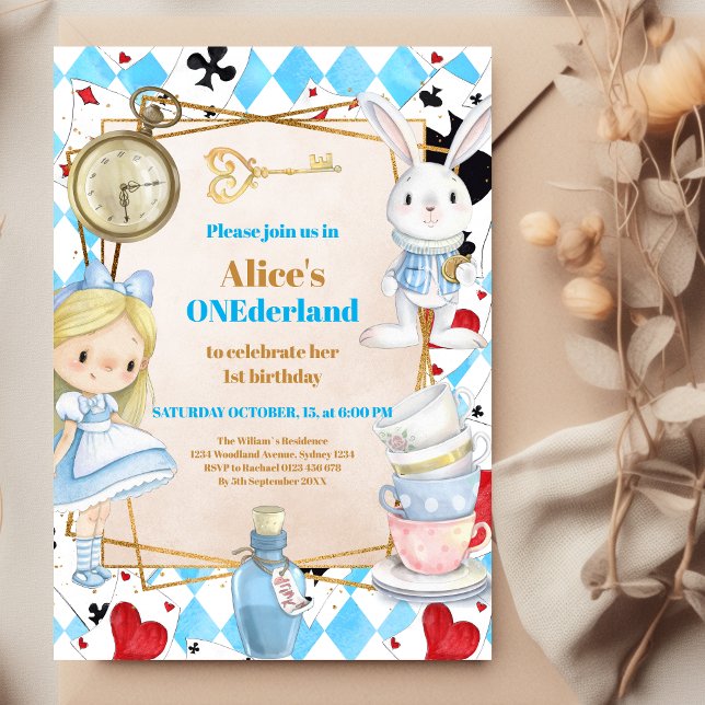 Invitation Alice au pays des merveilles 1er anniversaire de l (Créateur téléchargé)