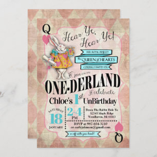 Invitation Alice au pays des merveilles 1er anniversaire Invi