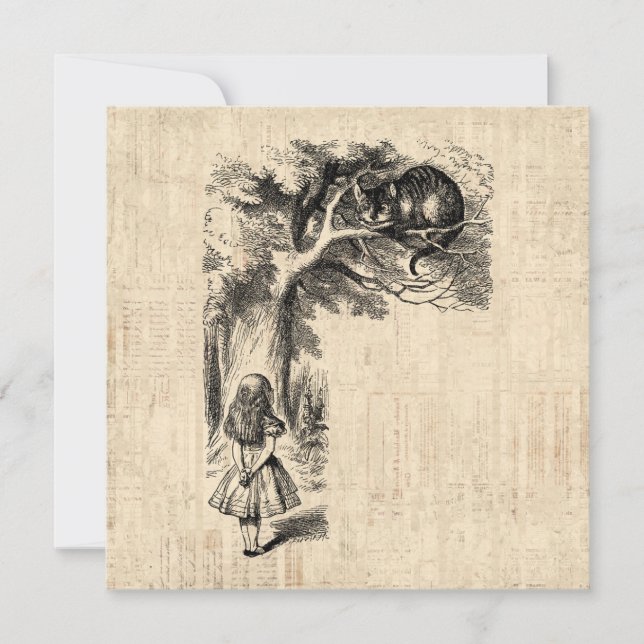 Invitation Alice au pays des merveilles Alice & Cheshire Cat (Devant)