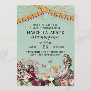 Invitation Alice au pays des merveilles Anniversaire