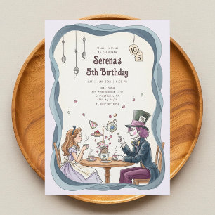 Invitation Alice au pays des merveilles Anniversaire du thé d