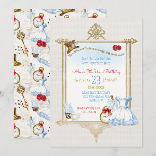 Invitation Alice au Pays des Merveilles Aquarelle