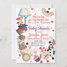 Alice au pays des merveilles Baby shower Invitatio