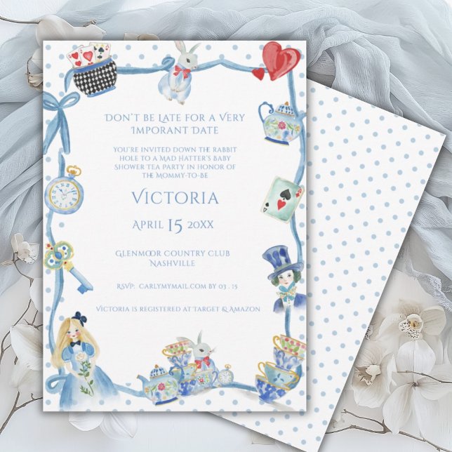 Invitation Alice au pays des merveilles Baby shower lunaire (Créateur téléchargé)