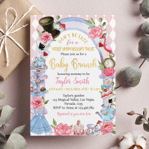 Invitation Alice au pays des merveilles Bébé Brunch Invitatio