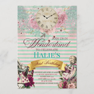 Invitation Alice au pays des merveilles Chalkboard Anniversai