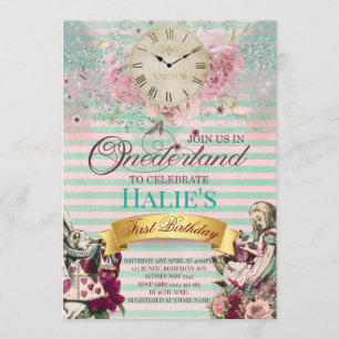 Invitation Alice au pays des merveilles Chalkboard Premier an