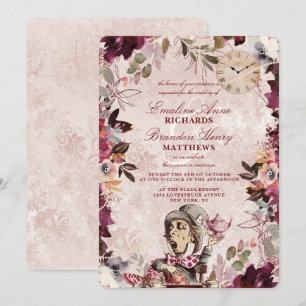Invitation Alice au pays des merveilles Élégant Mariage Vinta