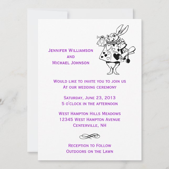 Invitation Alice Au Pays Des Merveilles Fairytale Mariage Mod (Devant)