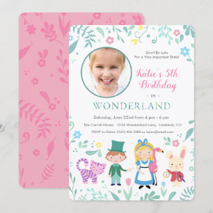 Invitation Alice au pays des merveilles fête d'anniversaire