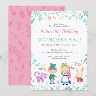 Invitation Alice au pays des merveilles fête d'anniversaire