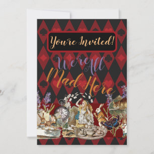 Invitation Alice au pays des merveilles Mad Cheshire Chat