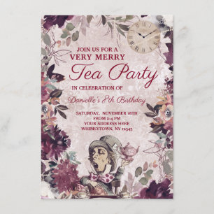 Invitation Alice au pays des merveilles Mad Hatday Tea Party