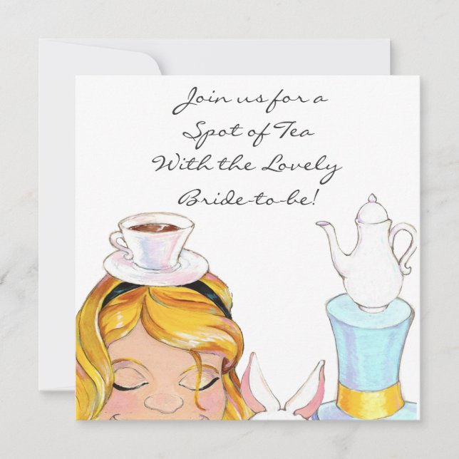 Invitation Alice au pays des merveilles nuptiale ou (Devant)