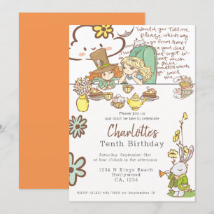 Invitation Alice au pays des merveilles Parti personnalisé