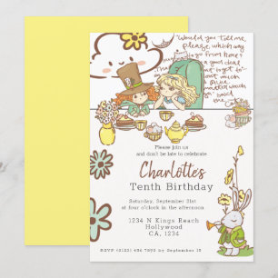 Invitation Alice au pays des merveilles Parti personnalisé
