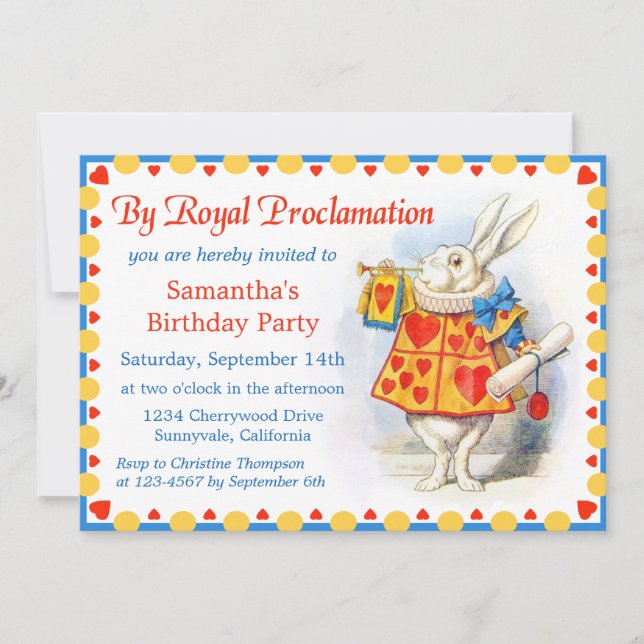 Invitation Alice au pays des merveilles Personnalisé Invitati (Devant)
