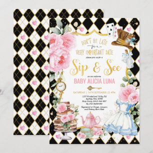 Invitation Alice au pays des merveilles Sip & See Tea Party B