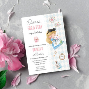 Invitation Alice au pays des merveilles Tea Party Anniversair
