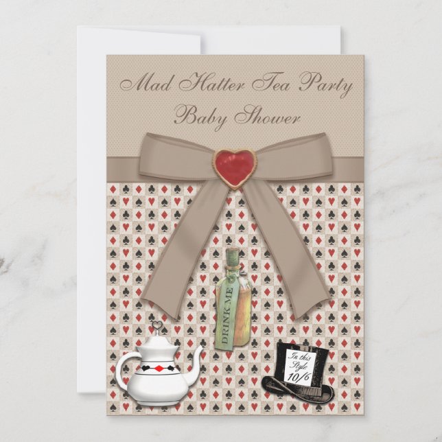 Invitation Alice au Pays des merveilles Tea Party Baby shower (Devant)