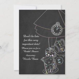 Invitation Alice au pays des merveilles Thé Party Chalkboard