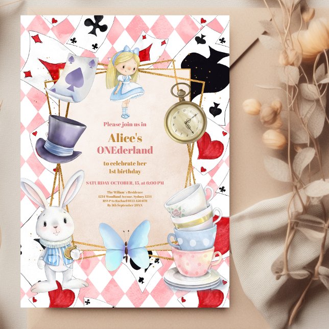 Invitation Alice au pays des merveilles Un derland 1er annive (Créateur téléchargé)