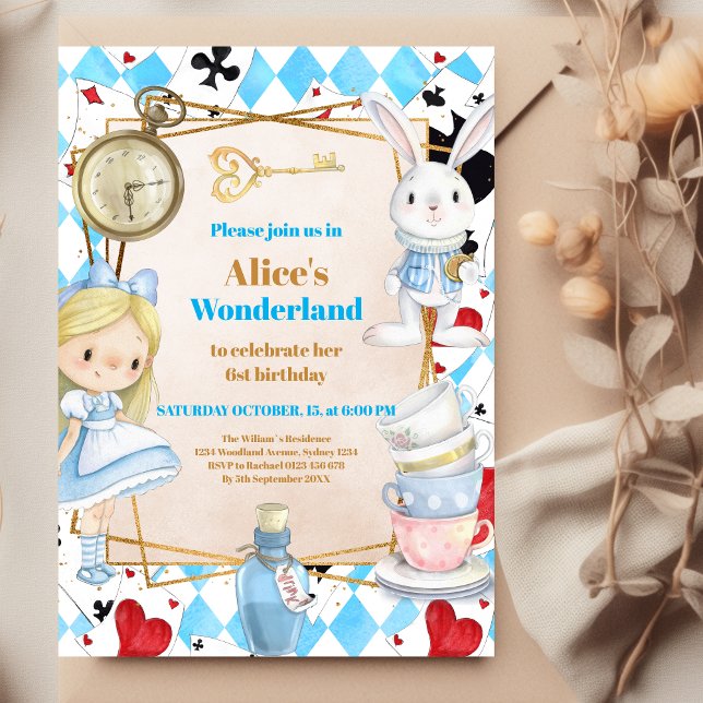 Invitation Alice au pays des merveilles Un derland 1er annive (Créateur téléchargé)