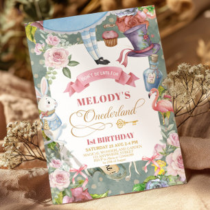 Invitation Alice au pays des merveilles Vintage 1er anniversa