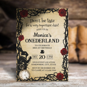 Invitation Alice au pays des merveilles Vintage fille 1er ann