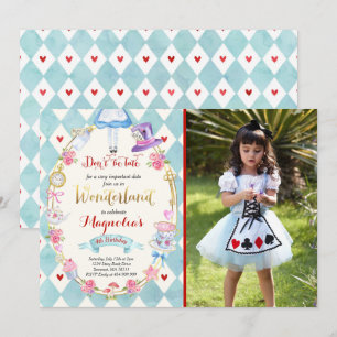 Invitation Alice au thé d'invitation d'anniversaire du pays