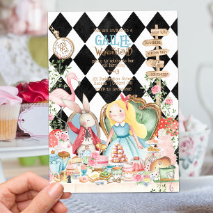 Invitation Alice Aventures dans Woderland Anniversaire Tea Pa